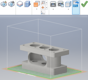 Users can now position and orient their design within the print space of the selected 3D printer and update the part in the print environment that does not impact the source document. When finished, send the results to Print Studio or other printing software to begin printing the part.