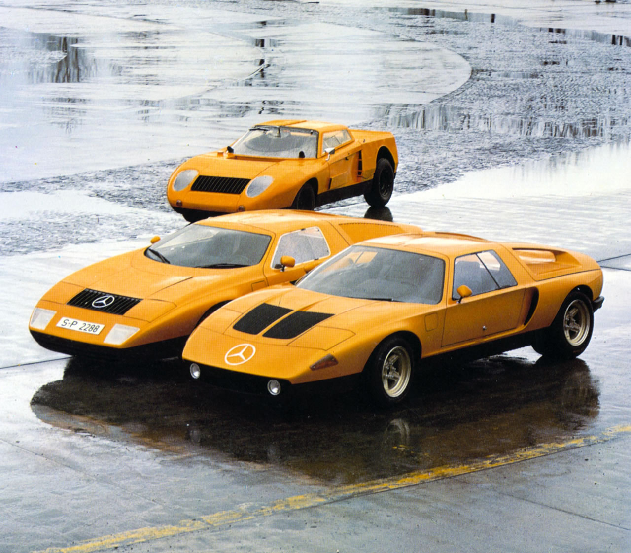 mercedes, testbed, 70s, car, sportscar, diesel, wankel, engine, AC, gullwing