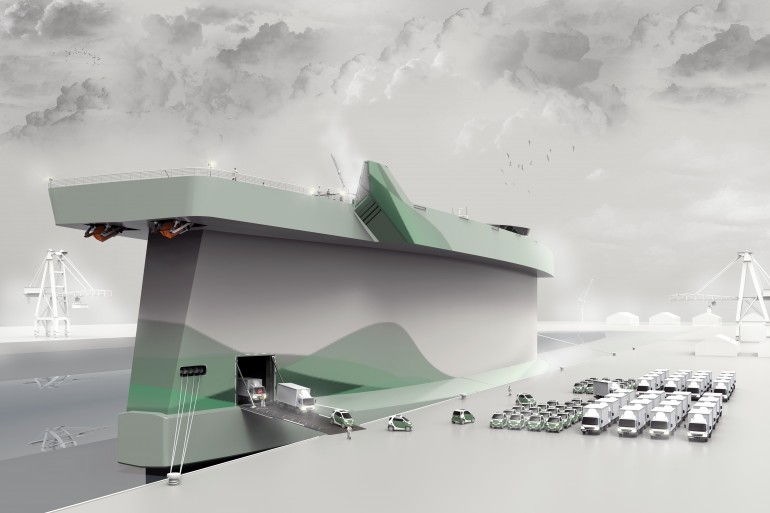 merchant, ship, container, shipping, ocean, wind power, wind, norway, design, boat, sustainable