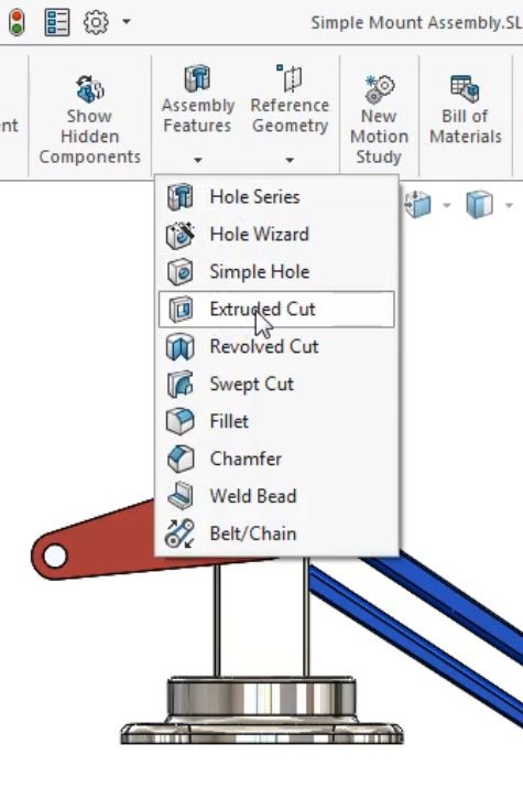 ExtrudedCutDropDown