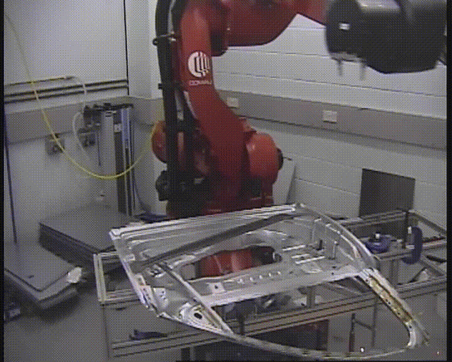 A robot laser welding.