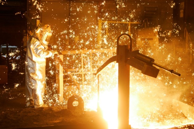 An image showing blast furnace being tappe. Source: U.S. Steel