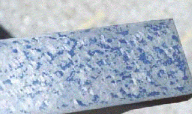 Prussian blue shows consistency in a hand scraped way. Courtesy Ron Gerlach