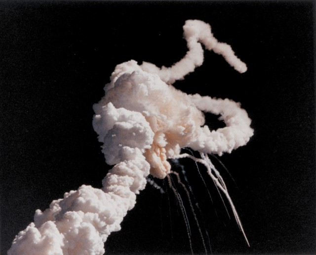 The Space Shuttle Challenger explosion.