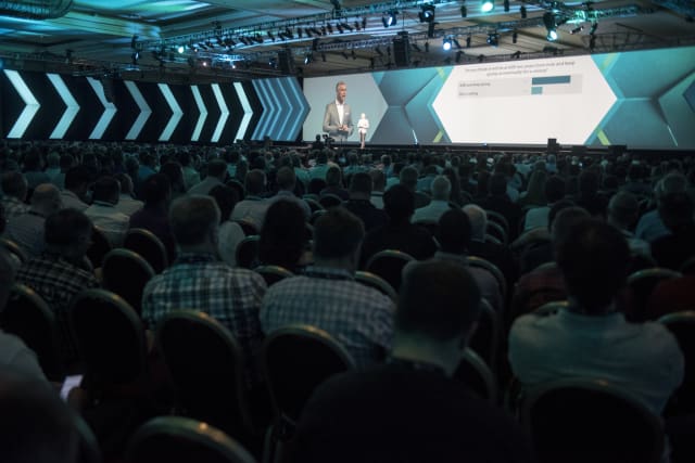 Hexagon president and CEO Ola Rollén delivers the opening keynote. (Image courtesy of Hexagon.)