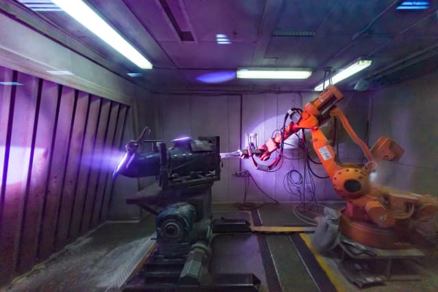 Inside a plasma spray booth. (Image courtesy of MHPS-AMER.)