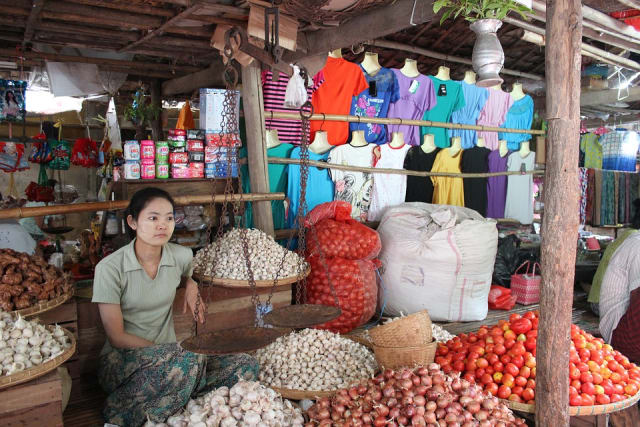 Market stall in Bagan, Myanmar.