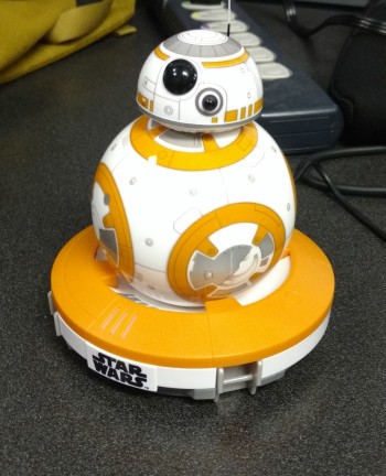 BB-8 on its charging station.