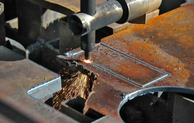 Flame cutting.