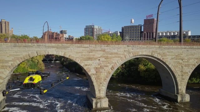 DOTs can digitalize bridge inventories in 3D by flying drones and combining that with mobile scanning data. (Image courtesy of Collins Engineers.)