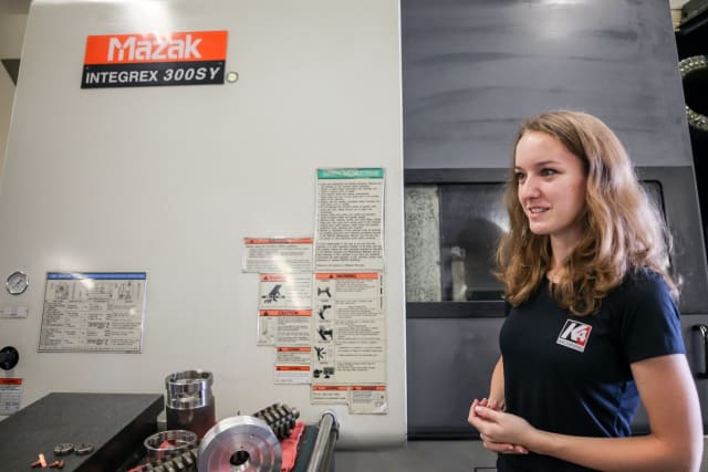 Monica Leszczynski explains the processes and equipment they employ at K4 Machining to create precision metal and plastic parts. (Image courtesy of K4 Machining.)