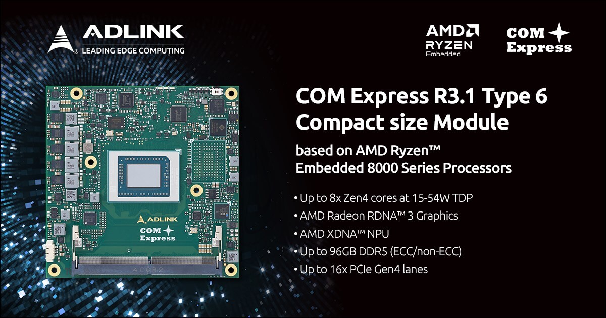 ADLINK unveils cExpress-R8 module with AMD Ryzen Embedded 8000