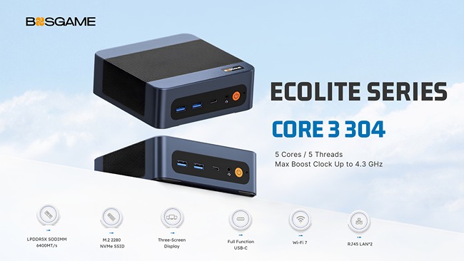 BOSGAME Mini PC Integrates Intel Core 3, Boosts AI Capabilities